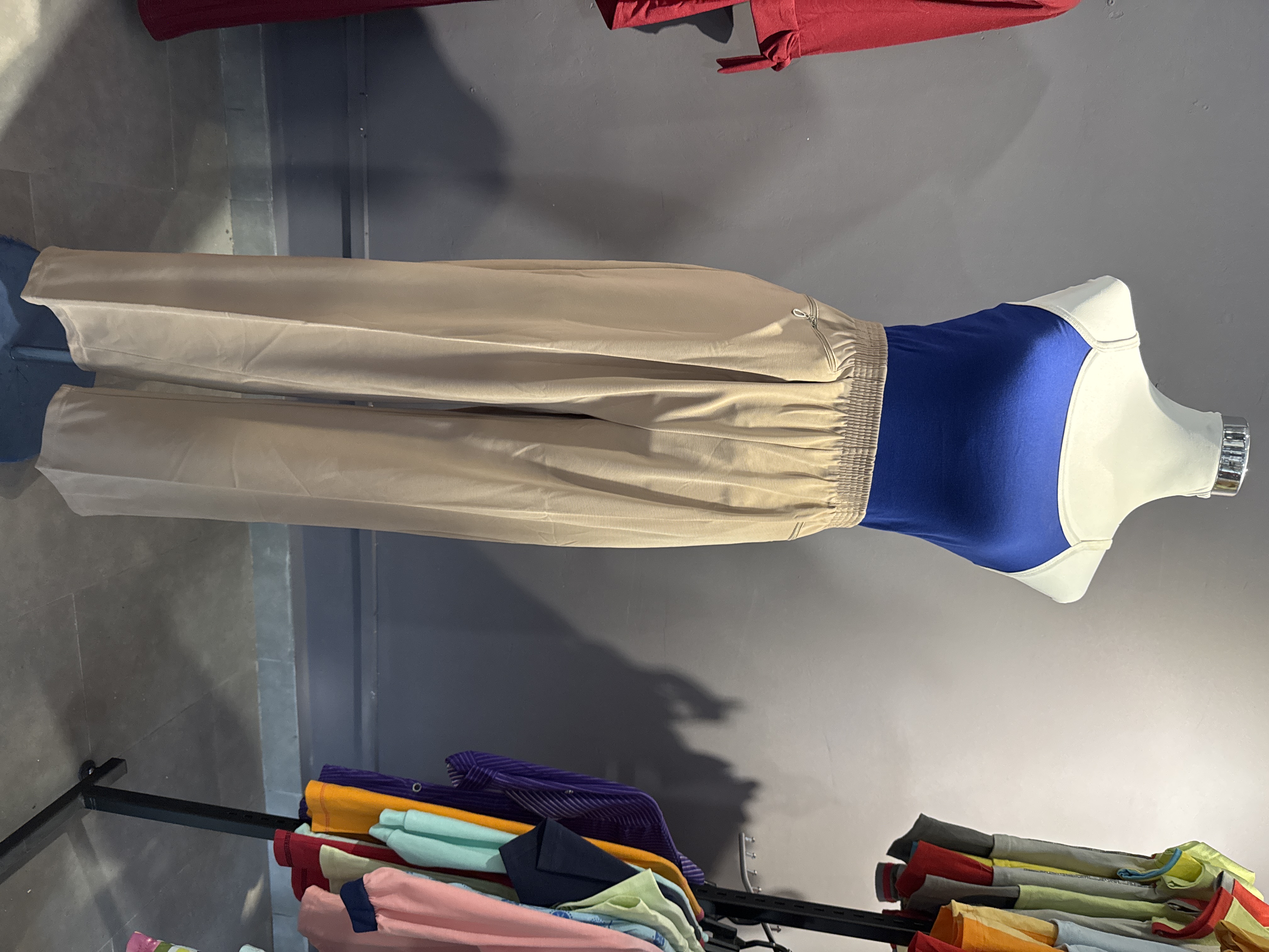 Beige-RUBBER WAIST PANT (SELUAR PINGGANG BERGETAH)